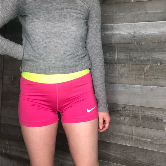 Nike Pants - Nike Pro dri fit compression shorts neon pink